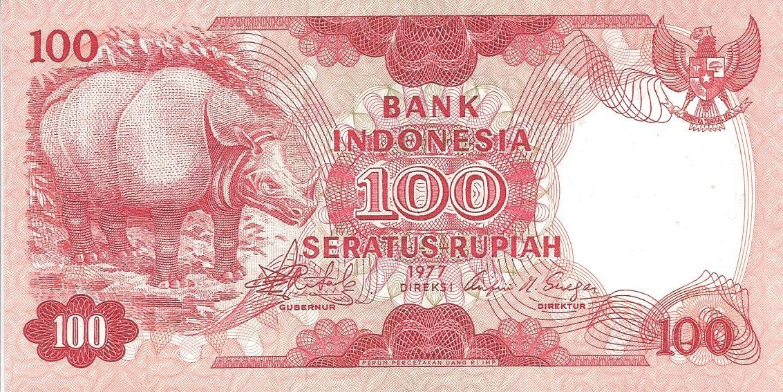 Indonésie 100 rupiah rhino