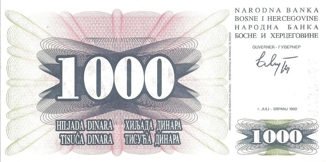 bosnie 1000 dinara