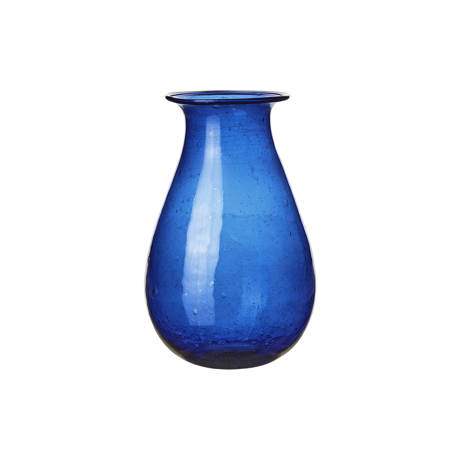 Vase en verre bleu recyclé et soufflé