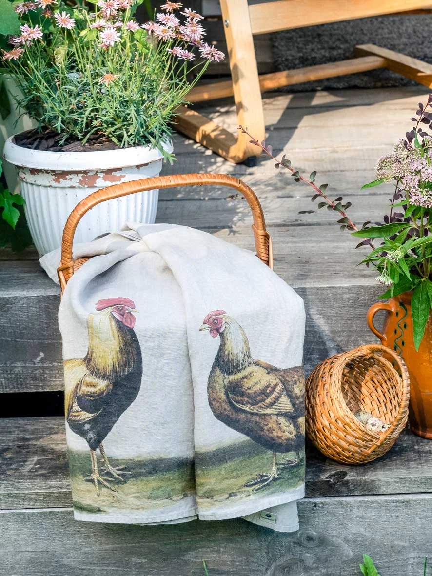 6001M-RH-Linoroom-kitchen-towels-Rooster-and-Hen-LR10B