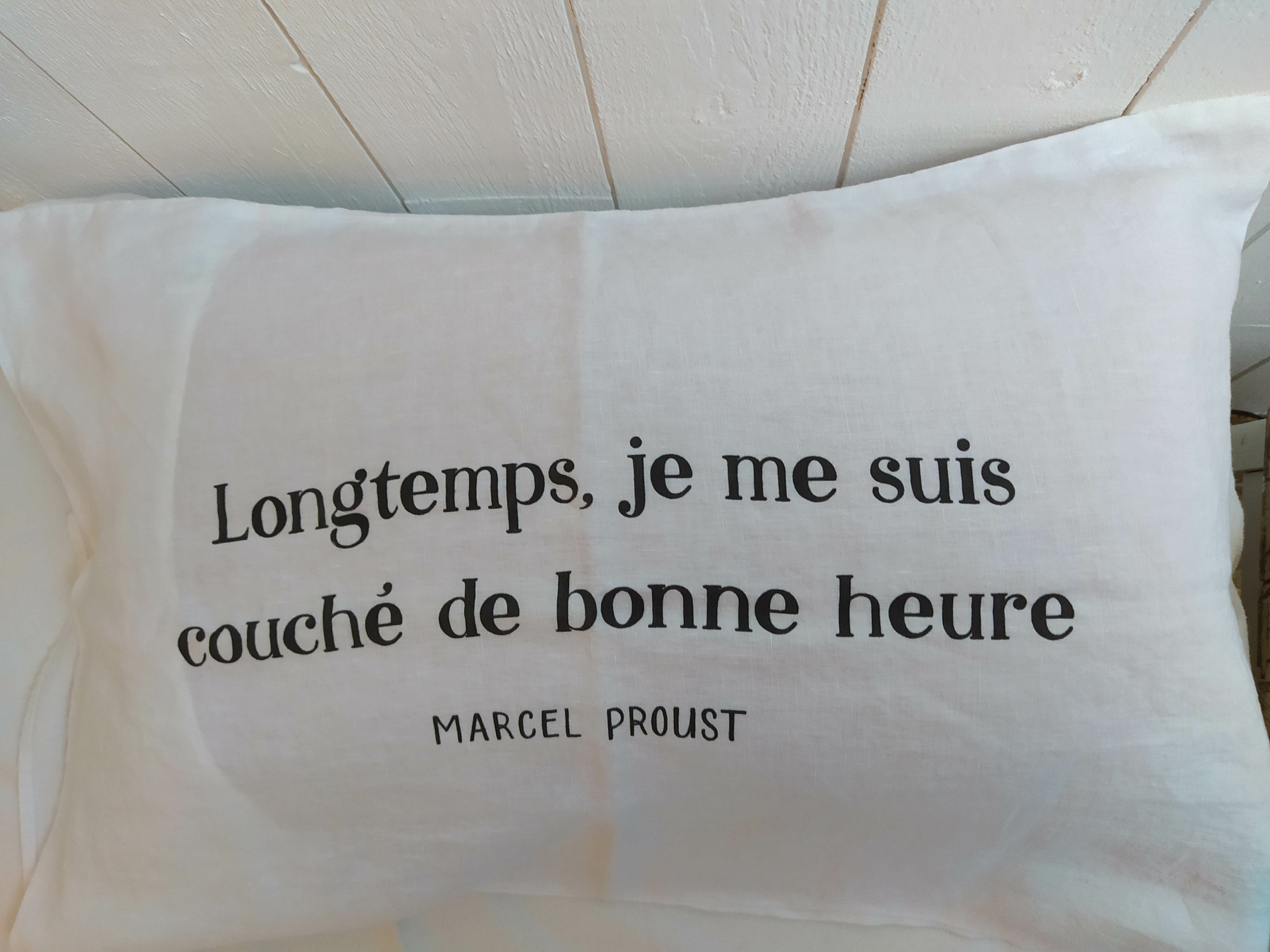 Taie en lin lavé Longtemps... Proust
