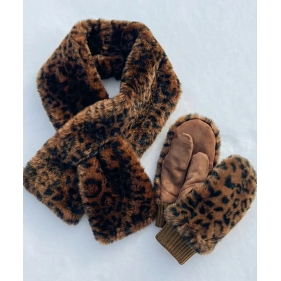 Moufes_et_echarpes-leopard-marron-waro
