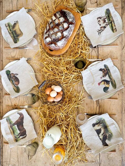 Lot De 6 Serviettes En Tissu Lin Et Coton Doux - 45x45 Cm Lavables Pour Table Et Cuisine