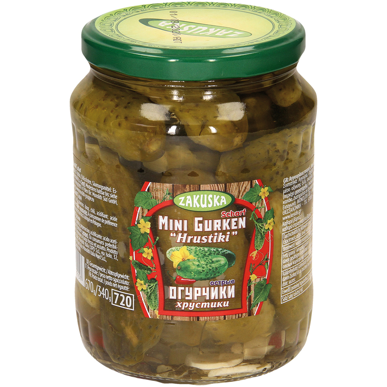 Cornichons "Hrustiki" piquants 670g Conserves/Conserves de légumes