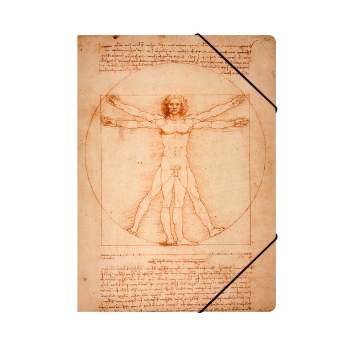 Chemise en papier avec fermeture élastique, A4, De Vinci, L'Homme de Vitruve