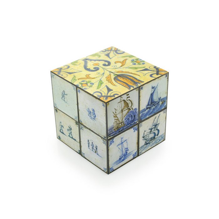 Magic Cube, carreaux de Delft avec chat