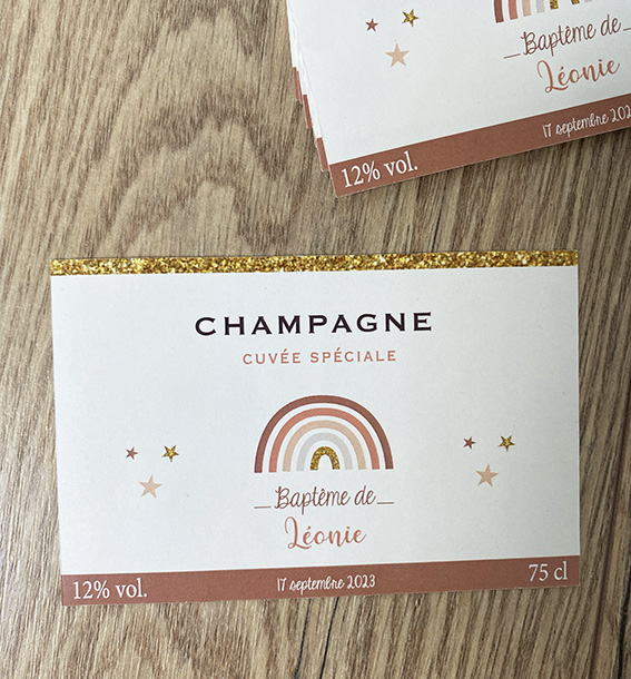 Etiquette bouteille champagne arc en ciel x5