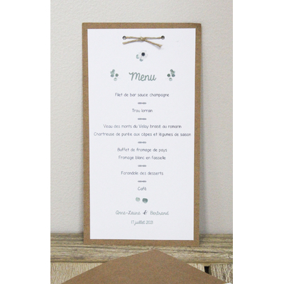 menu faire-part mariage kraft eucalyptus Bul d'idées 1