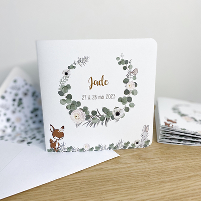 invitation 2 volets eucalyptus