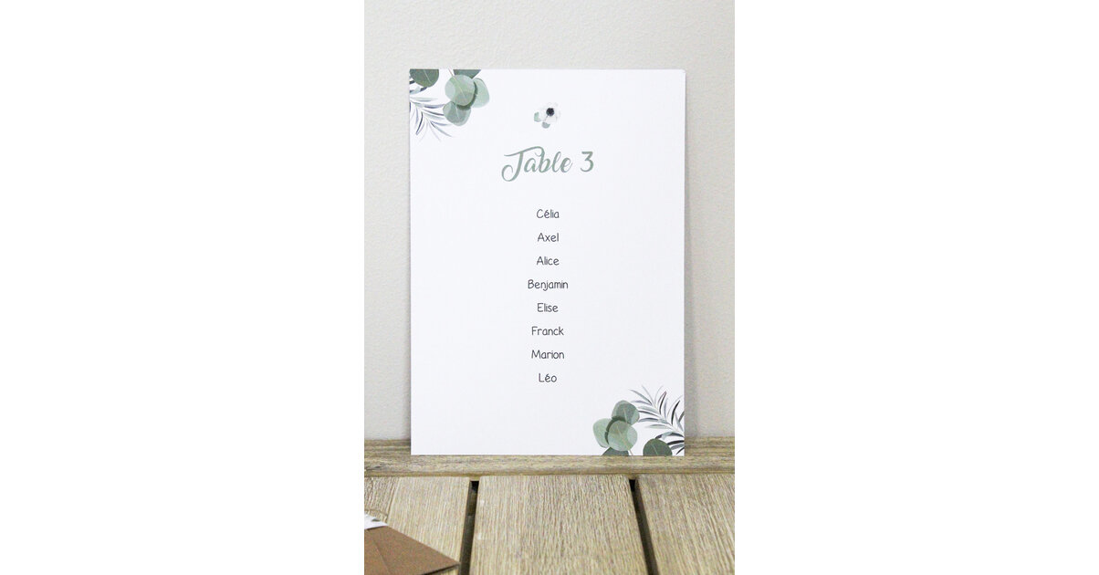 Plan de table eucalyptus - Mariage/Papeterie - Bul d'idées