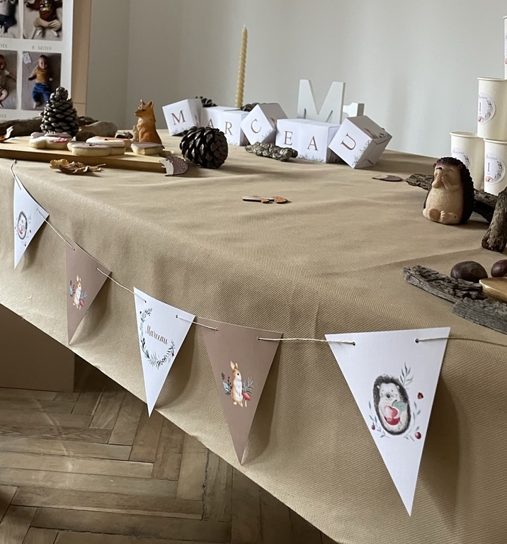 Guirlande De Fanions Triangulaires En Tissu Orange Et Noir Double Face