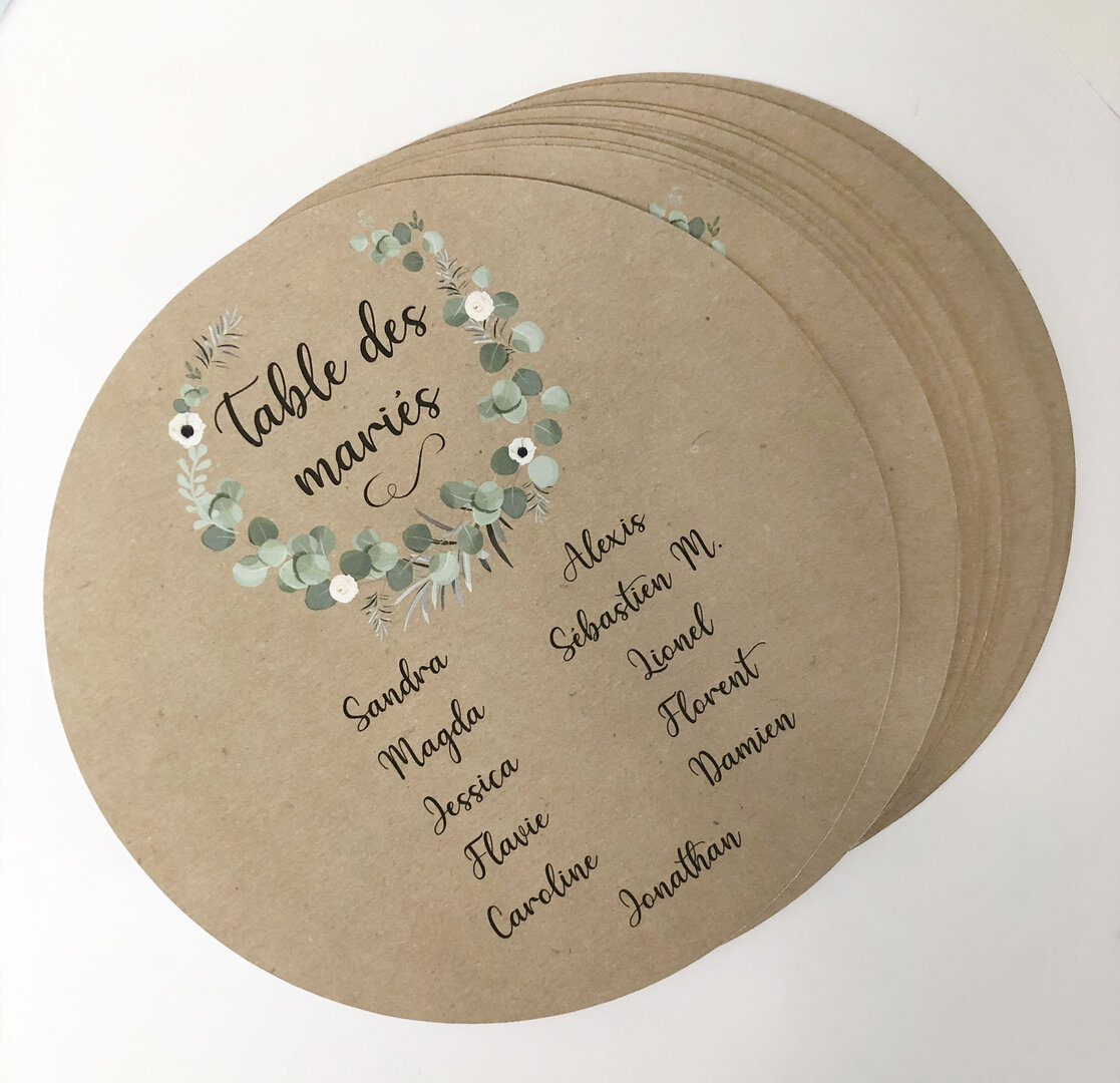 Plan de table rond eucalyptus kraft - Mariage/Papeterie - Bul d'idées