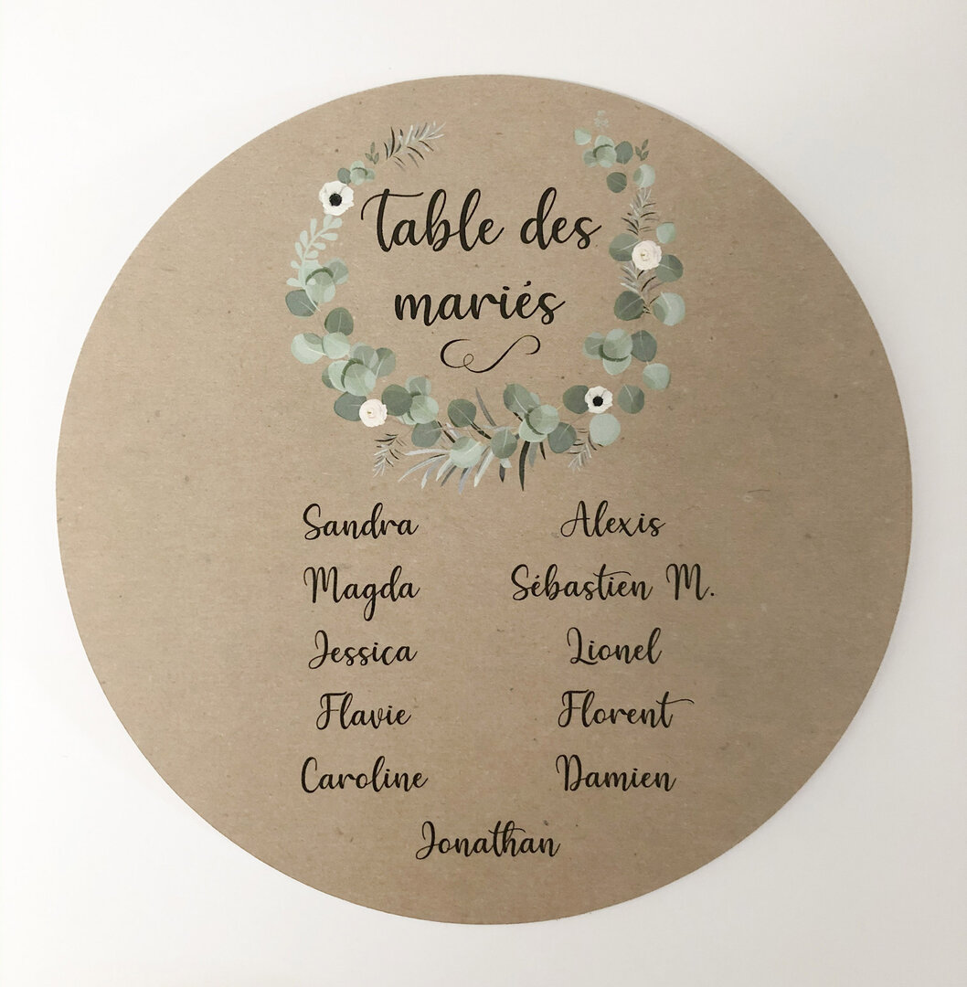 Plan de table rond eucalyptus kraft - Mariage/Papeterie - Bul d'idées