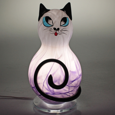 Lampe Chat en cristal violet