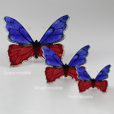 Papillon bicolore bleu et rouge