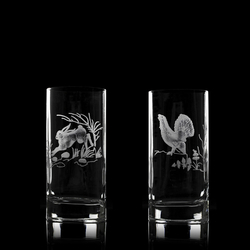 Ancien Verre émaillé Décor Chien De Chasse – Style Legras – Verre De Table Chasse à Courre