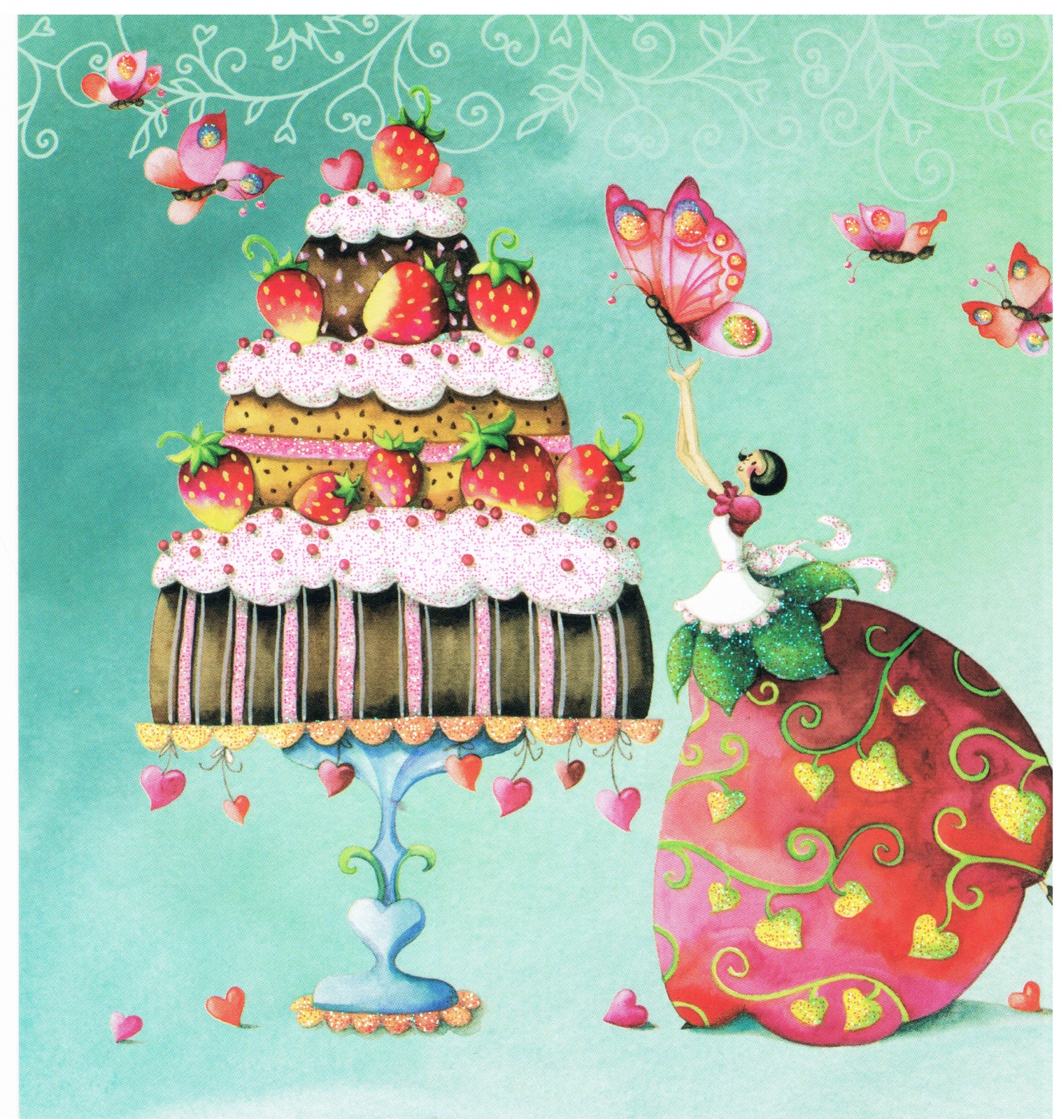 Lulu shop Carte Nina Shen carte postal Gâteau d'anniversaire