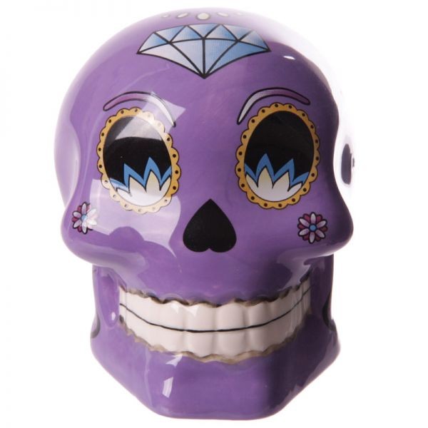 Tirelire crâne jour des morts mexicain petit modèle violet lulu shop 3