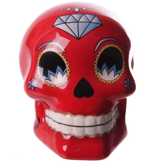Tirelire crâne jour des morts mexicain petit modèle rouge lulu shop 1