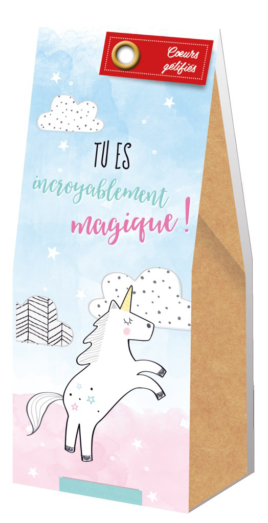 www.lulu-shop.fr Ballotin Cadeau Bonbons Coeurs gélifiés décor Licorne