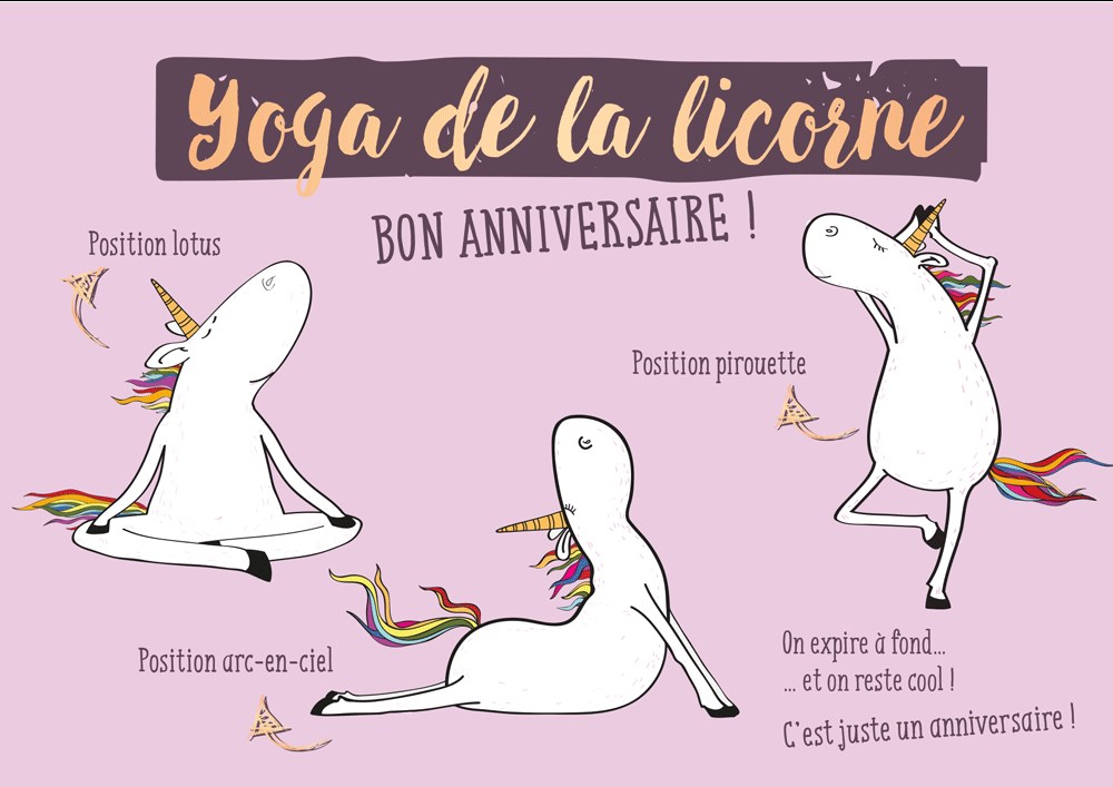 Carte postale Double Licorne : Yoga de la licorne BON ANNIVERSAIRE ! - Cartes Postales/Cartes ...