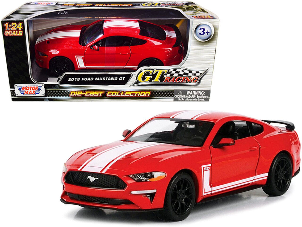 Ford Mustang GT Rouge Blanche 2018 Motormax 1-24 lulu shop