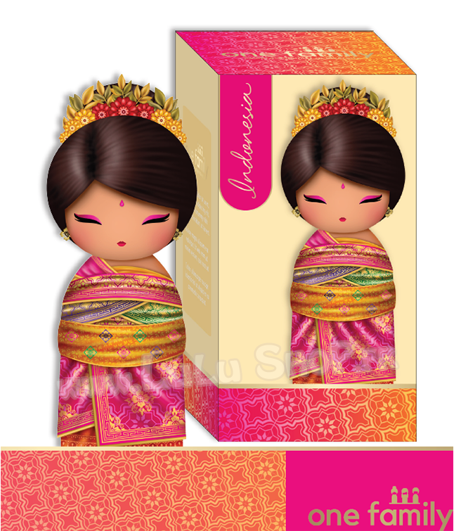 Lulu Shop poupée japonaise Kokeshi Figurine Ambassadrice One Family™ Indonésie Diah 1