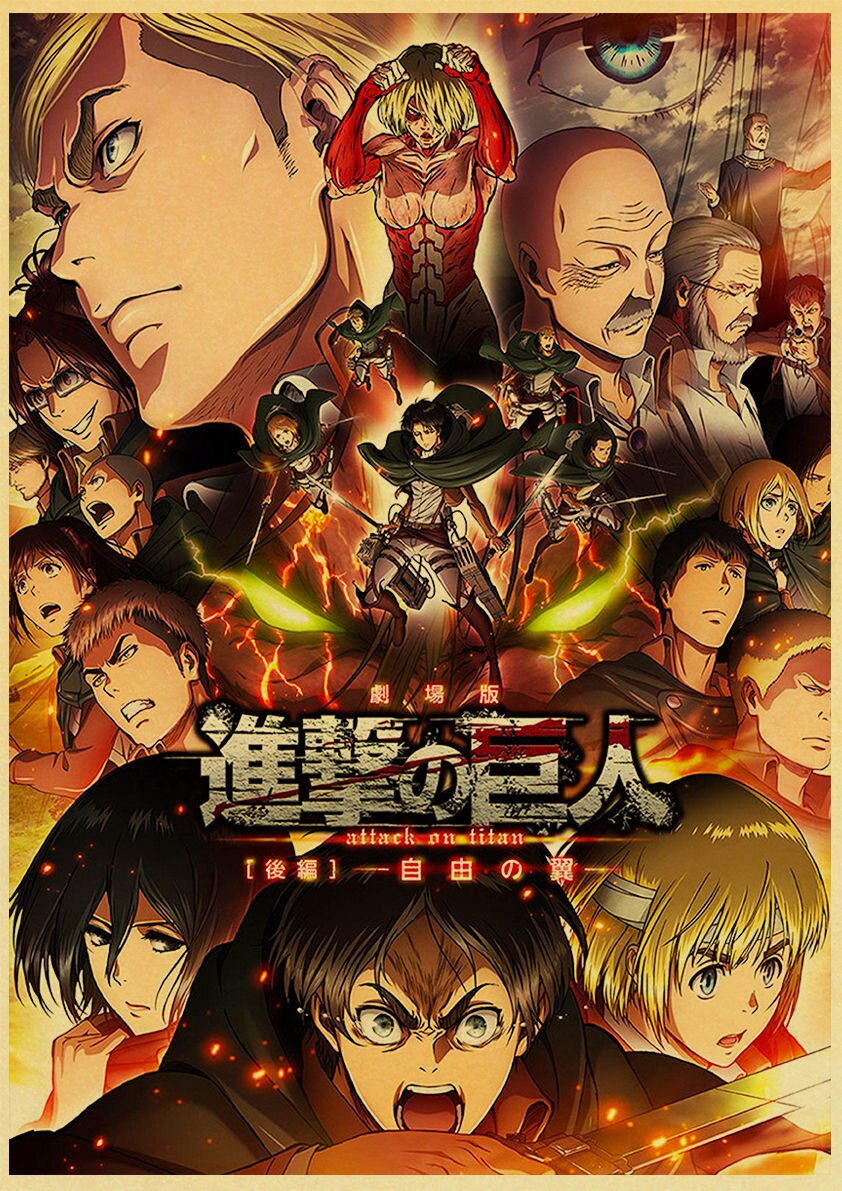 Japonais-classique-Anime-attaque-sur-Titan-saison-4-affiche-papier-Kraft-imprime-et-affiches-d-cor