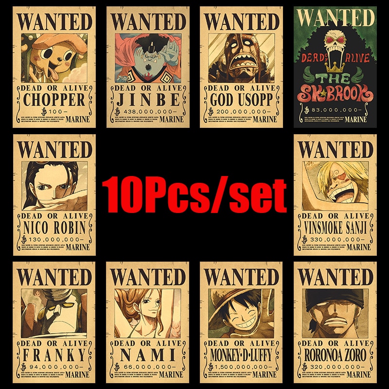 Affiches-Vintage-One-Piece-10-pi-ces-ensemble-d-coration-murale-pour-chambre-d-enfants-dessins