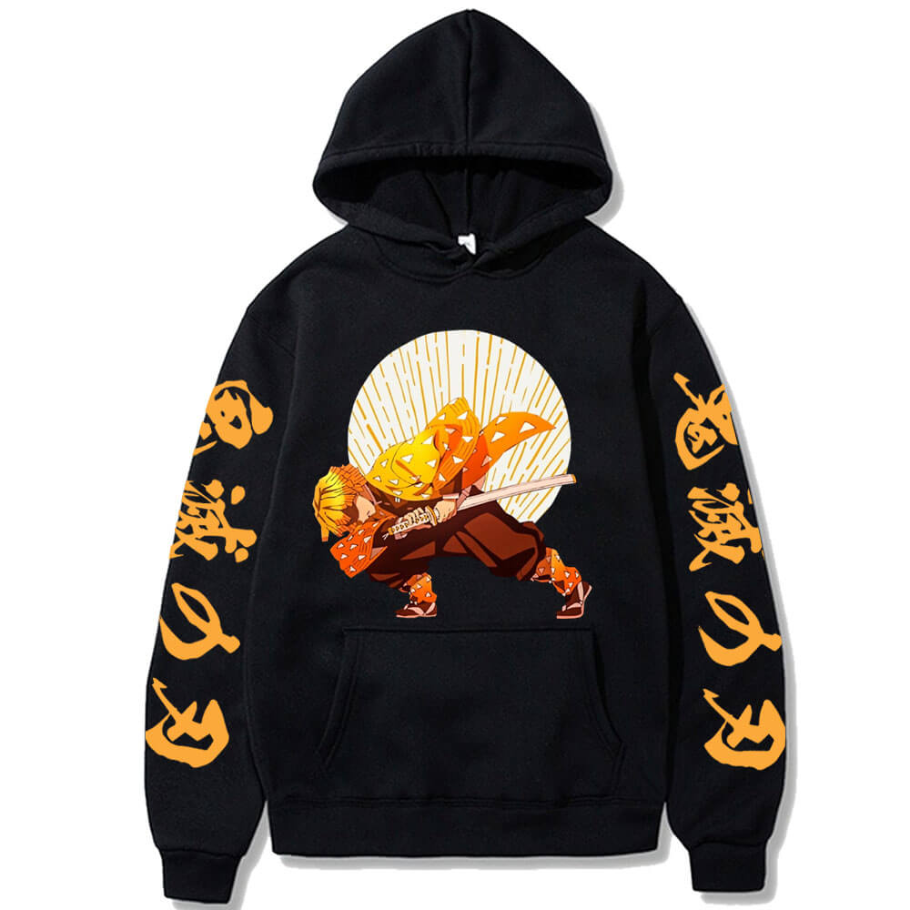 Sweat-capuche-avec-dessin-anim-Demon-Slayer-pour-homme-pull-unisexe-imprim-Agatsuma-Zenitsu-Harajuku-Streetwear