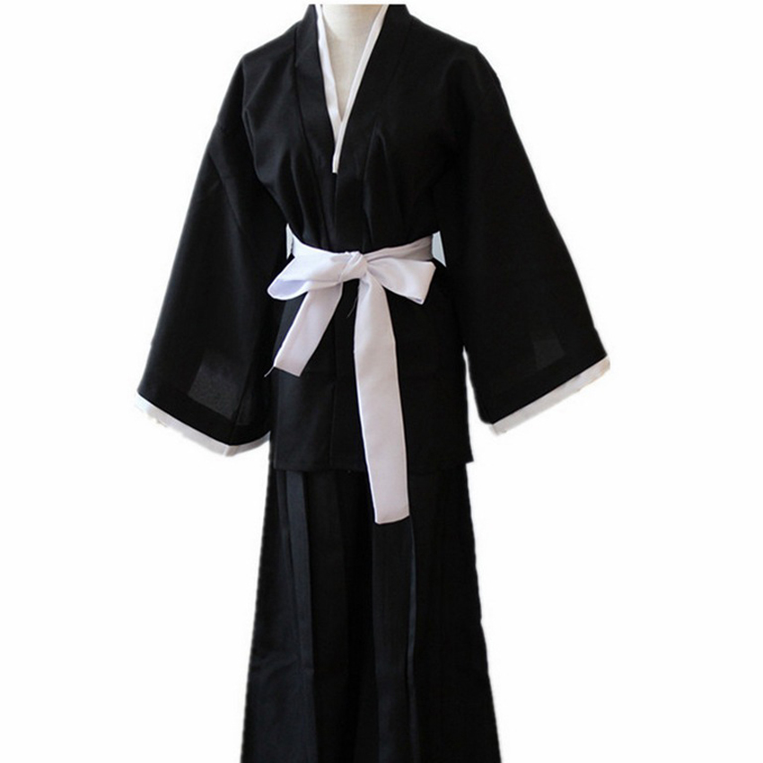 Kimono-traditionnel-japonais-Oriental-samoura-eau-de-javel-Kurosaki-Ichigo-Cosplay-Costumes-Robe-avec-sandales-de