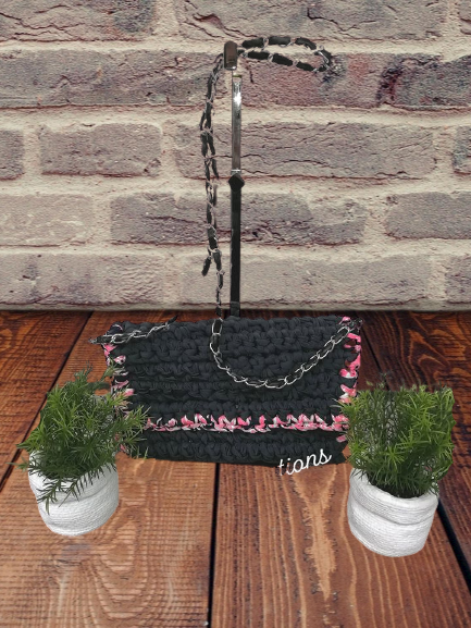Pochette gris anthracite rose