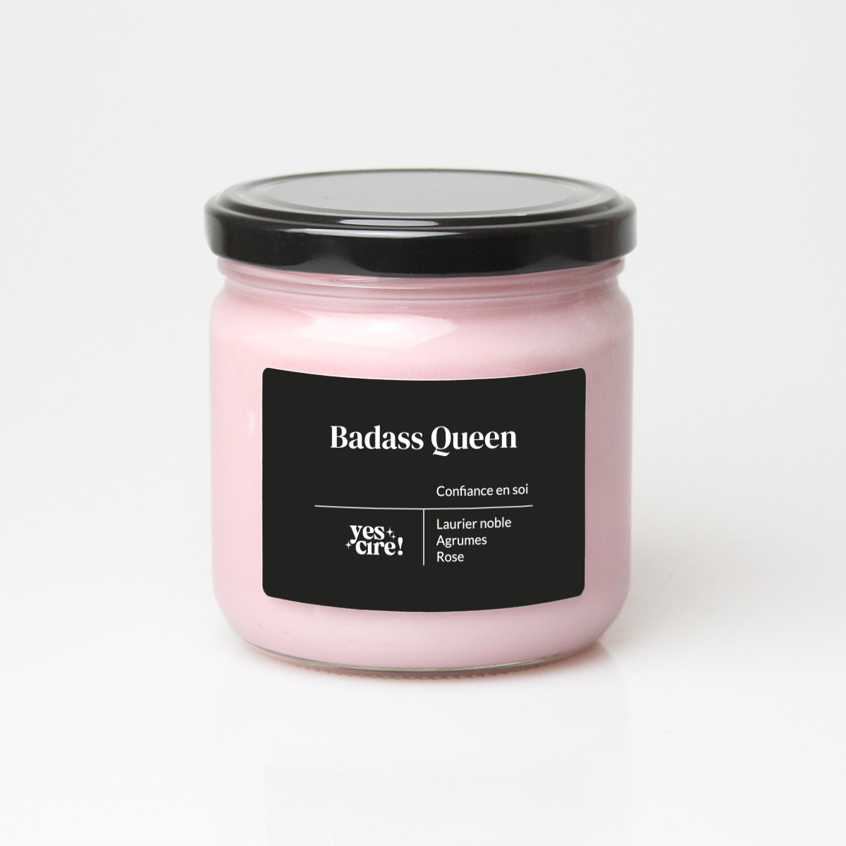 Bougie vegan YesCire, bougie-thérapie "Badass Queen", bougie d’aromathérapie confiance en soi fabriquée en France