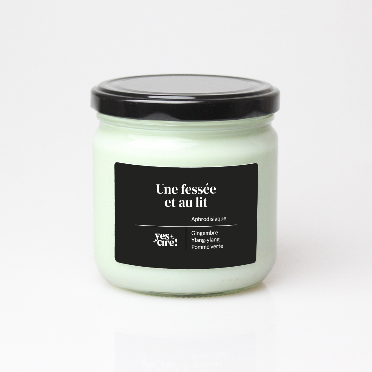 Bougie vegan YesCire, bougie-thérapie "Une fessée et au lit", bougie d’aromathérapie aphrodisiaque fabriquée en France