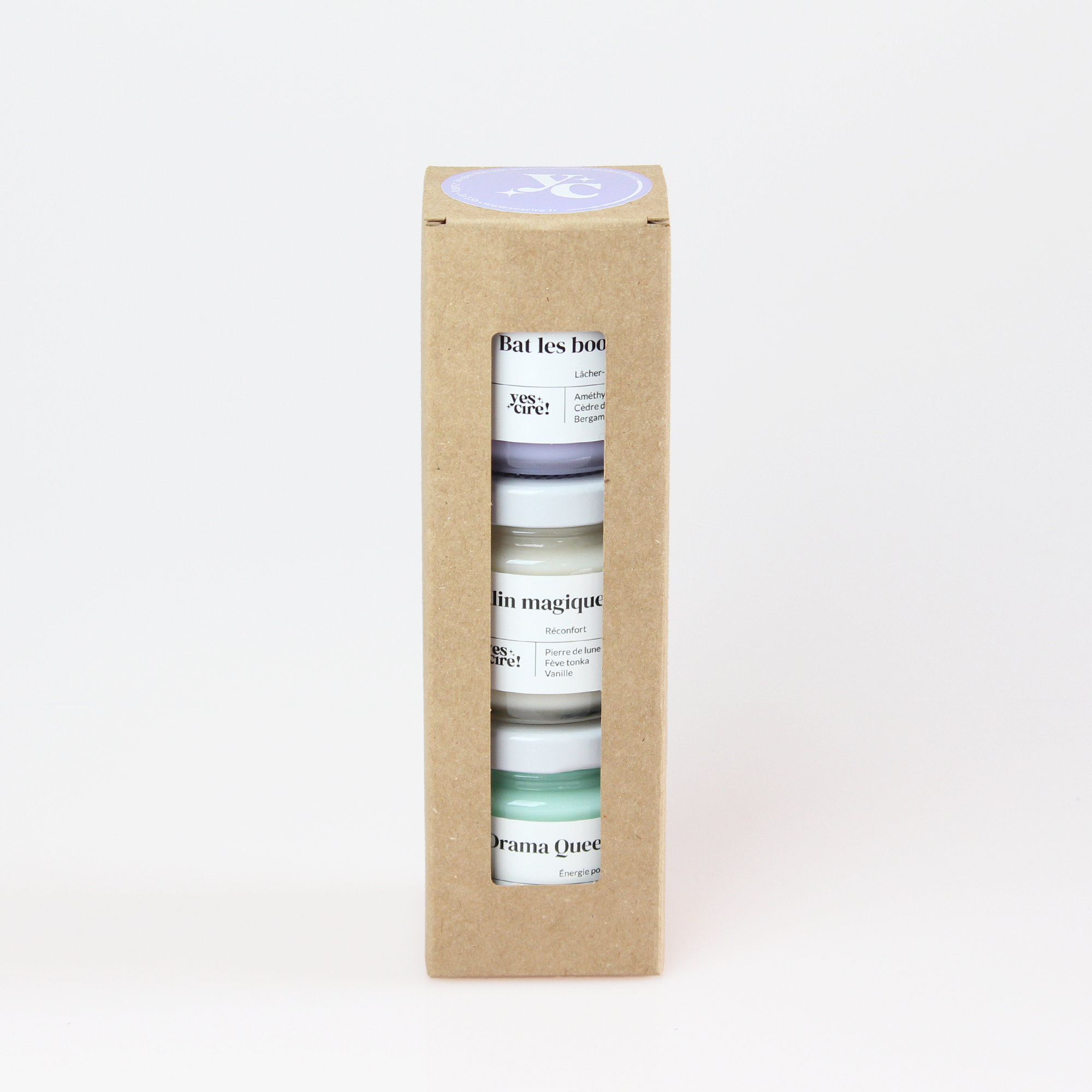 coffret découverte lithothérapie, mini bougies YesCire aux pierres