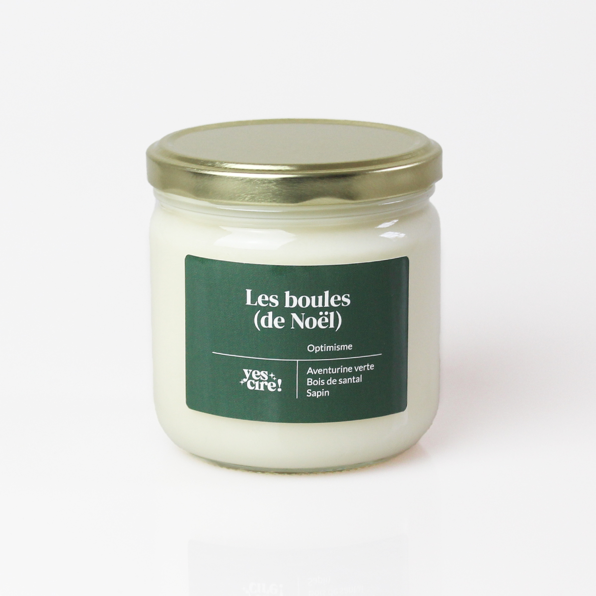 Les boules (de Noël) | Bougie aventurine verte &quot;optimisme&quot;