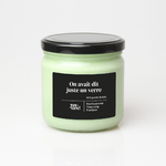 Bougie vegan YesCire, bougie-thérapie "anti gueule de bois", bougie d’aromathérapie "on avait dit juste un verre" fabriquée en France