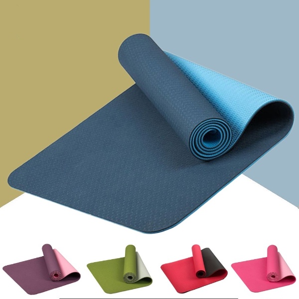 Tapis De Yoga écologique 182x61 Cm – Rose Et Bleu Clair – Avec Sangles De Transport