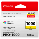 Cartouche d'encre Canon PFI-1000Y Yellow, 80ml pour imprimante Canon Pro-1000