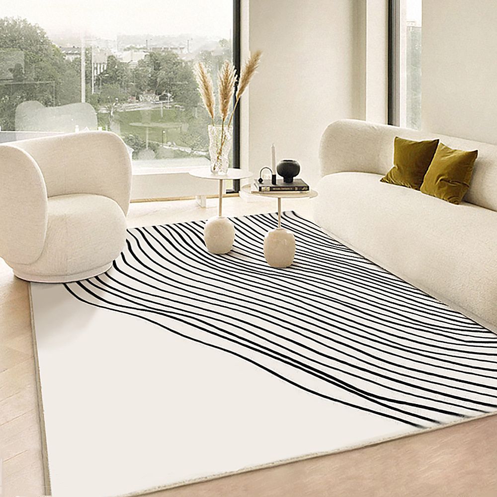 tapis rectangulaire rectangulaire contemporain noir et blanc 1820 mm x 2700 mm