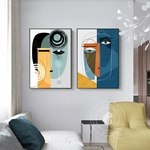 Abstrait-visages-g-om-trique-toile-peinture-contemporain-affiches-et-impressions-mur-Art-photo-pour-salon