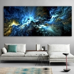 Wangart-peinture-l-huile-en-nuage-bleu-noir-abstrait-image-murale-Art-moderne