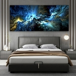 Wangart-peinture-l-huile-en-nuage-bleu-noir-abstrait-image-murale-Art-moderne