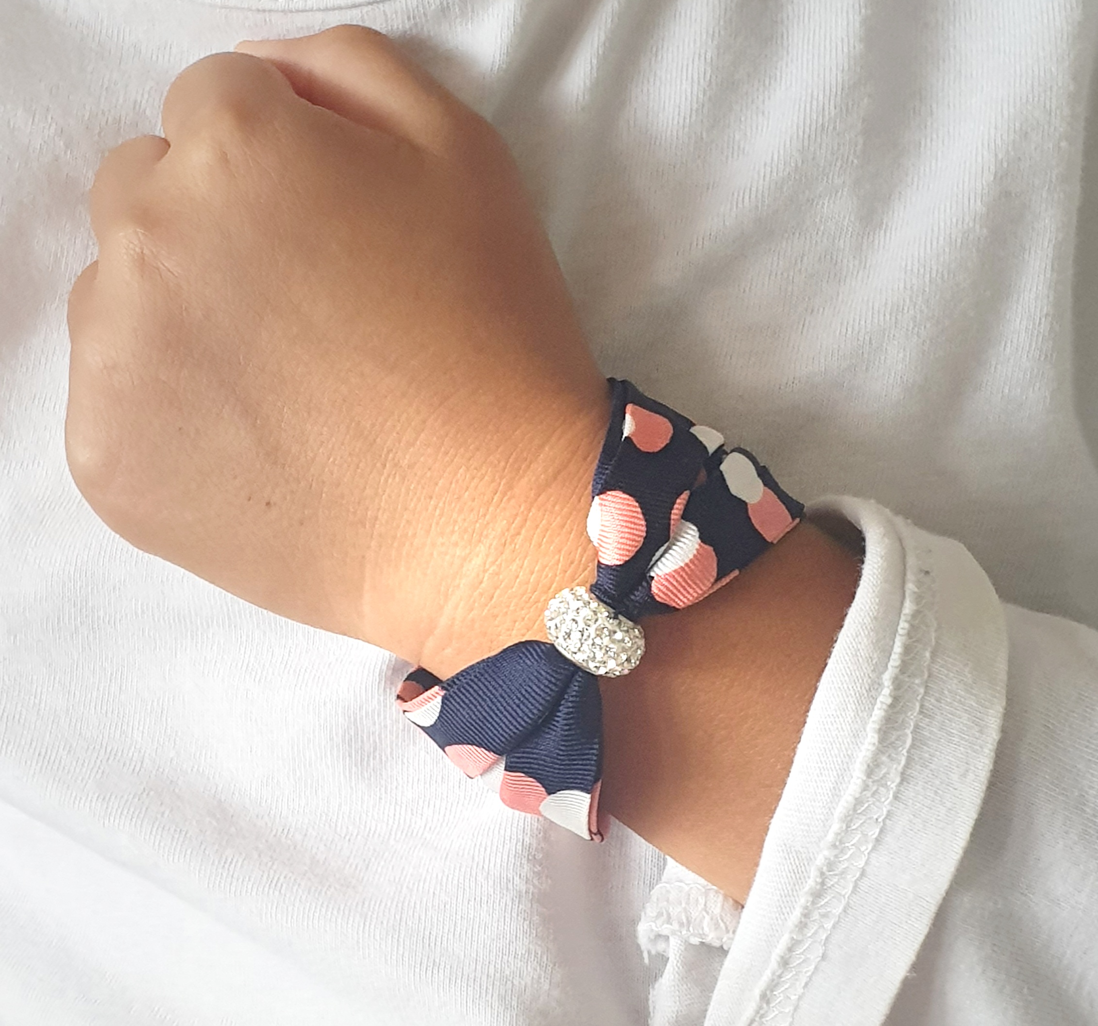 Bracelet twill de soie-enfant-rondelle swarovski-Alicia-Bijoux