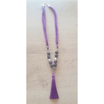 Collier soie-femme-perles naturelles-Améthystes-Hortense-Bijoux-à plat
