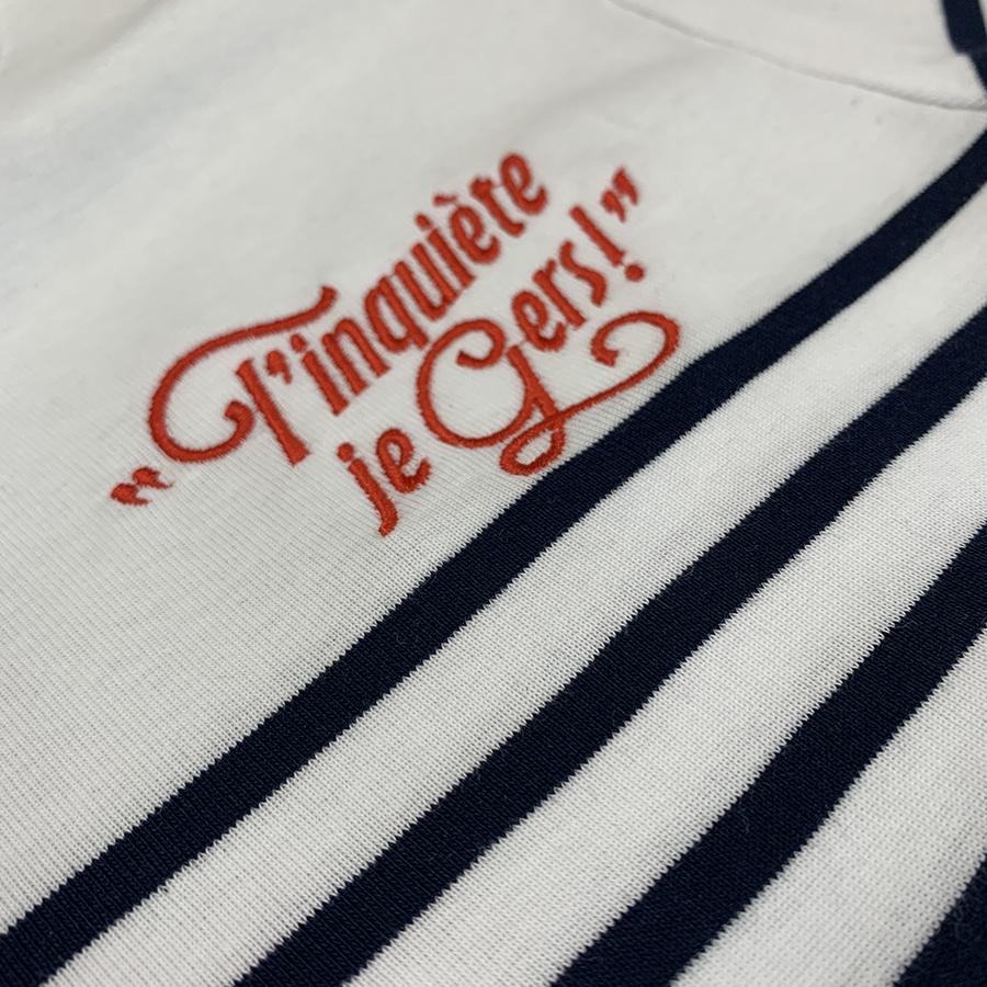Marinière manche courte broderie coeur tinquiète je gers catégorie tee-shirt gers zoom1