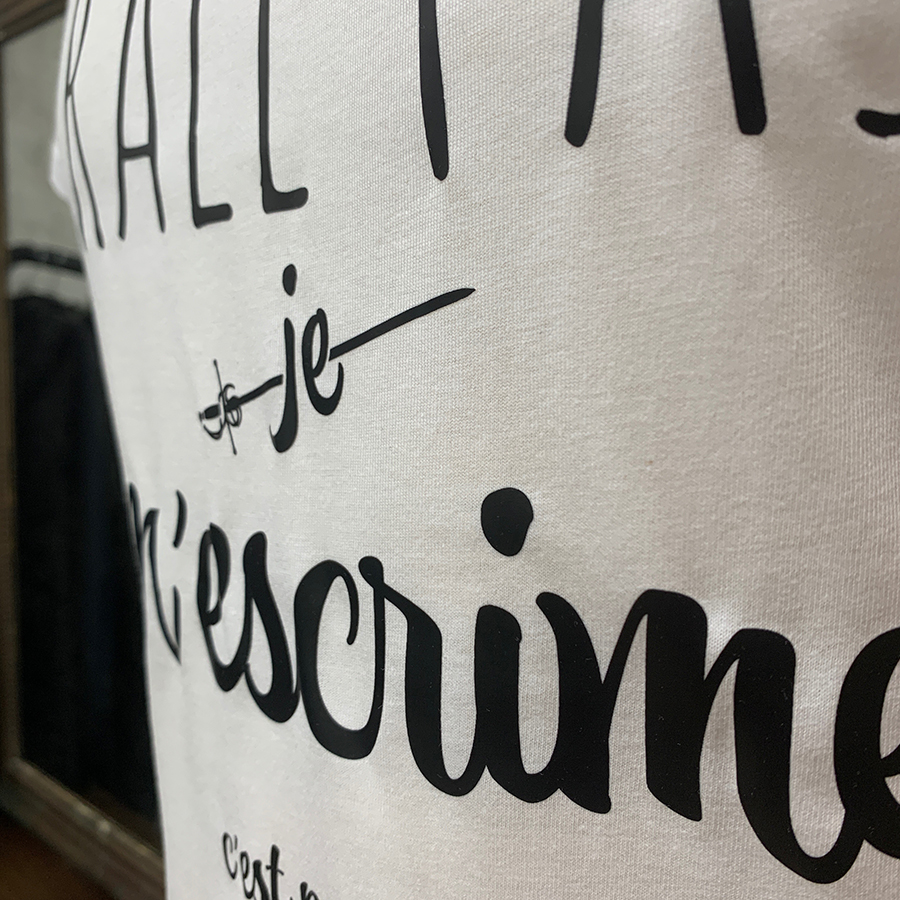 tee-shirt je mescrime blanc zoom