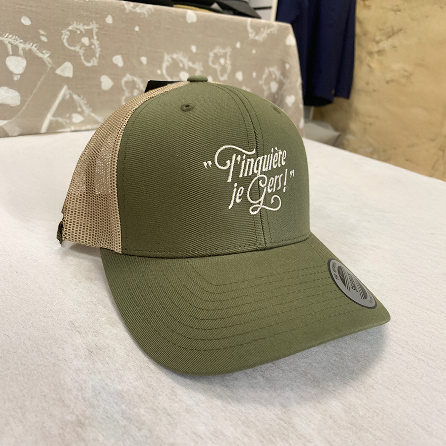 casquette brodée tinquiète je Gers kaki:beige2