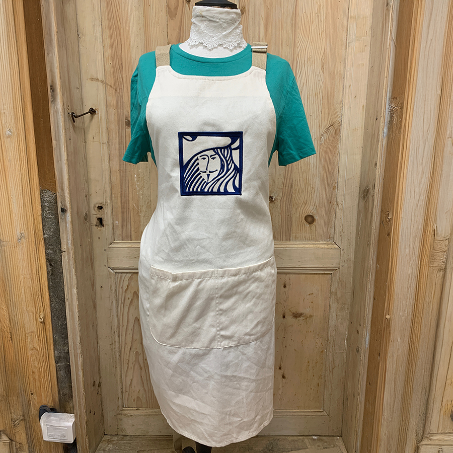 Tablier logo los Capdets natural broderie navy