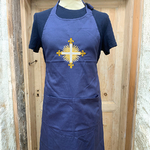 Tablier brodé croix d'artagnan bleu